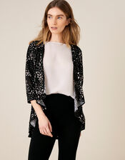 LOUNGE Finlay Feather Print Jersey Cover-Up, Black (BLACK), large