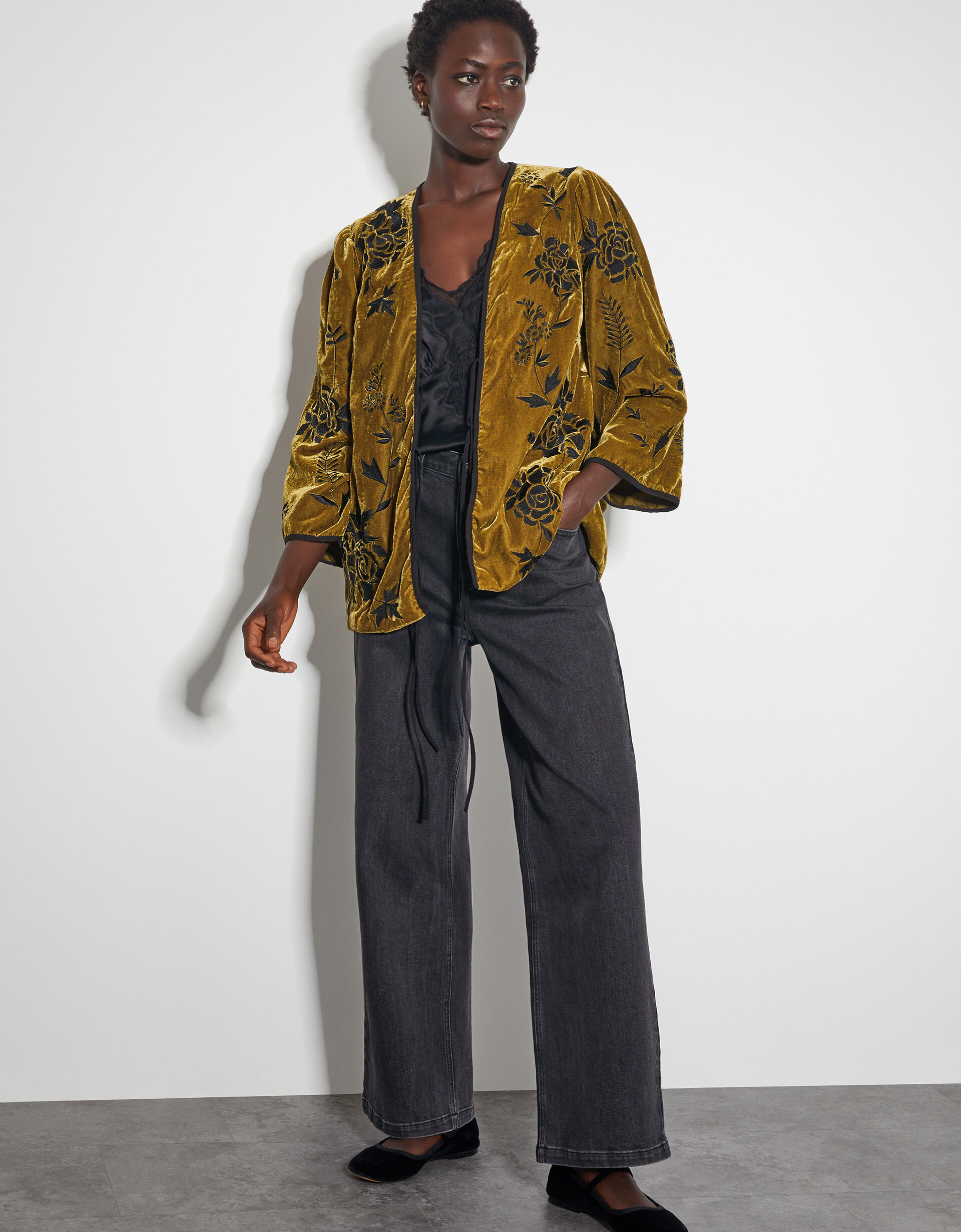 Olive velvet jacket top