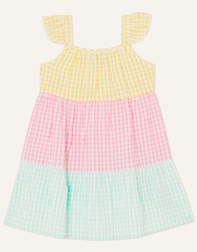 Baby Gingham Colour Block Dress, Multi (MULTI), large