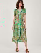 Skye Scarf Print Dress, Green (GREEN), large
