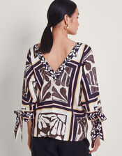 Nelinha Print Blouse, Black (BLACK), large