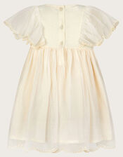 Baby Floral Embroidered Tulle Dress, Ivory (IVORY), large