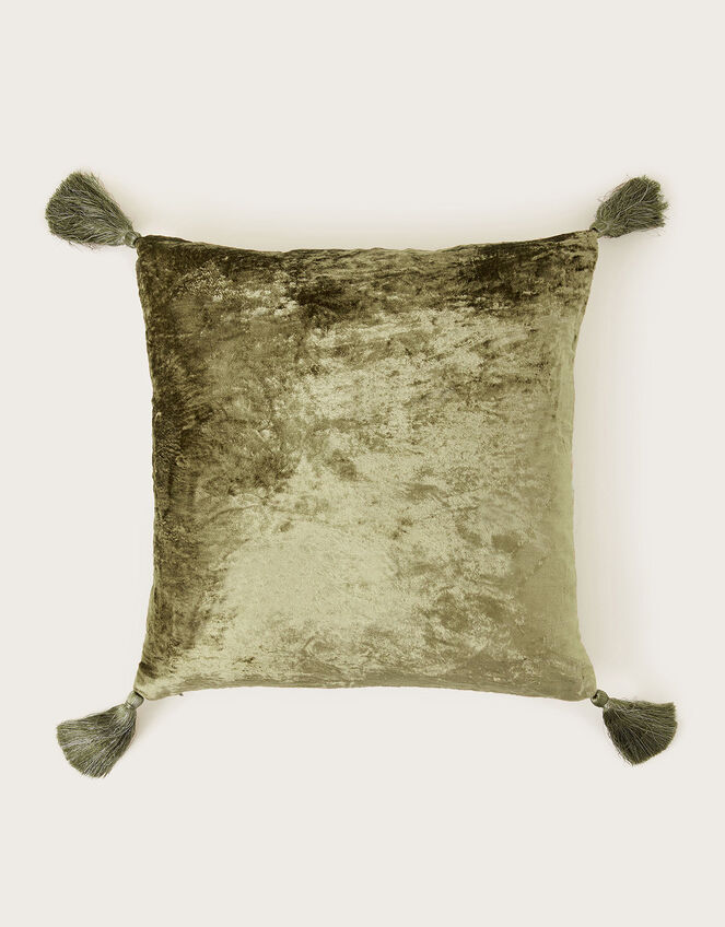 Crinkle Velvet Cushion Green