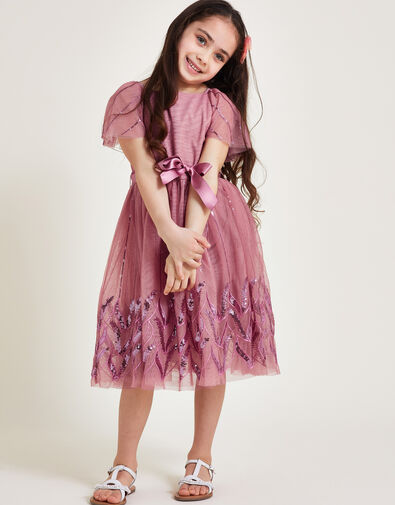 Layla Sequin Stitch Dress, Pink (DUSKY PINK), large