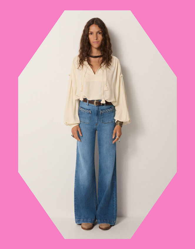 Maison Hotel Giuletta Wide Leg Jeans, Blue (BLUE), large