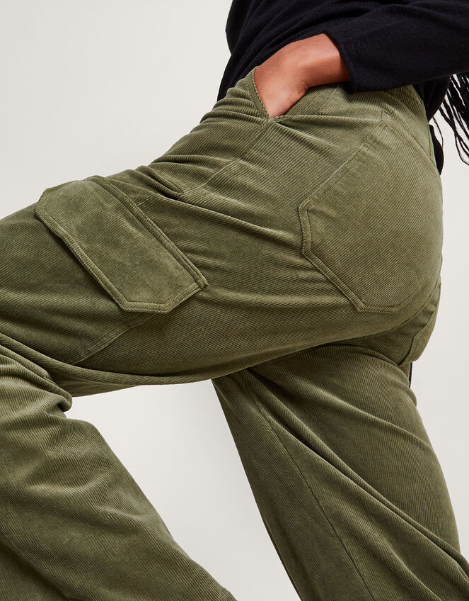 Luna Cord Cargo Trousers, Green (OLIVE), large