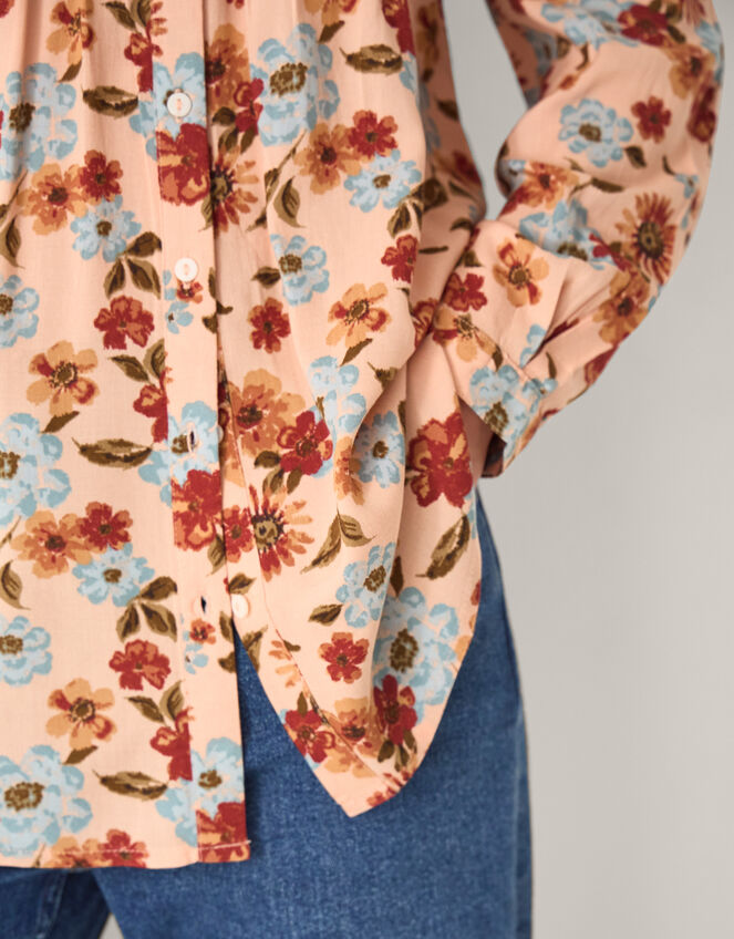 Olive Floral Print Blouse, Ivory (IVORY), large