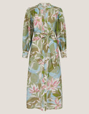 Piper Floral Print Midi Dress, Green (KHAKI), large