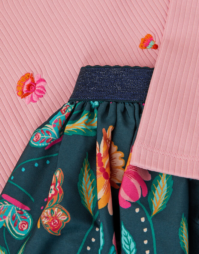 Floral Tulle Top & Skirt Set, Blue (NAVY), large