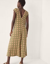 Maddie Sleeveless Floral Print Jumpsuit, Green (KHAKI), large