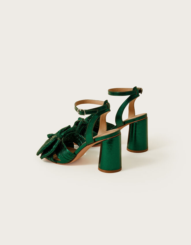 Bow Block Heel Sandals, Green (GREEN), large