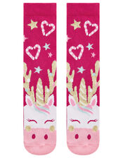 Festive Reindeer Sock Set in Pure Cotton, Red (RED), large