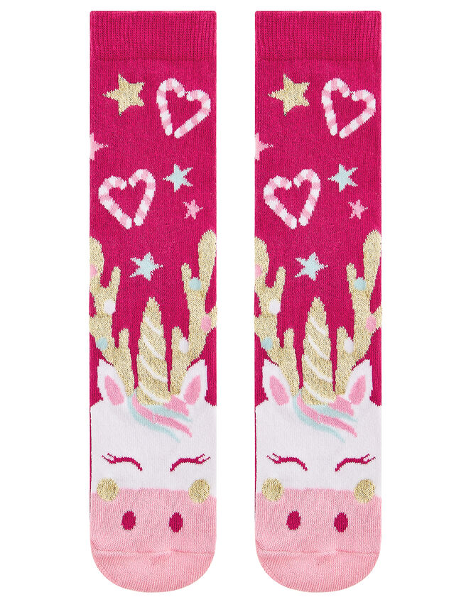 Festive Reindeer Sock Set in Pure Cotton, Red (RED), large
