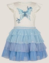 Butterfly Sequin Disco Dress, Blue (BLUE), large