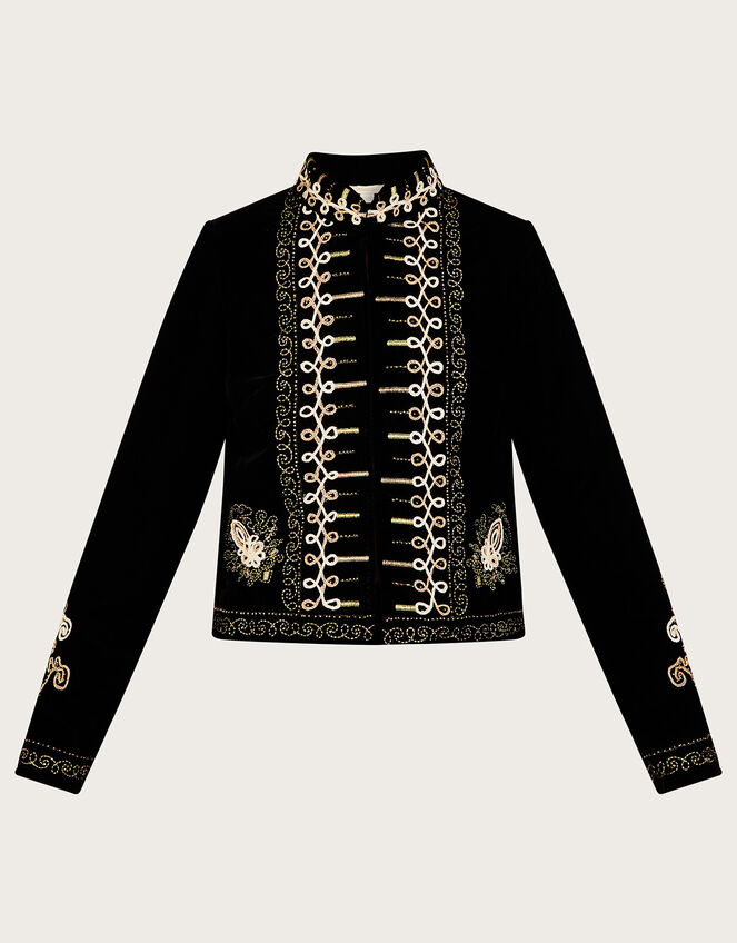 Meredith Military Embroidered Jacket, Black (BLACK), large