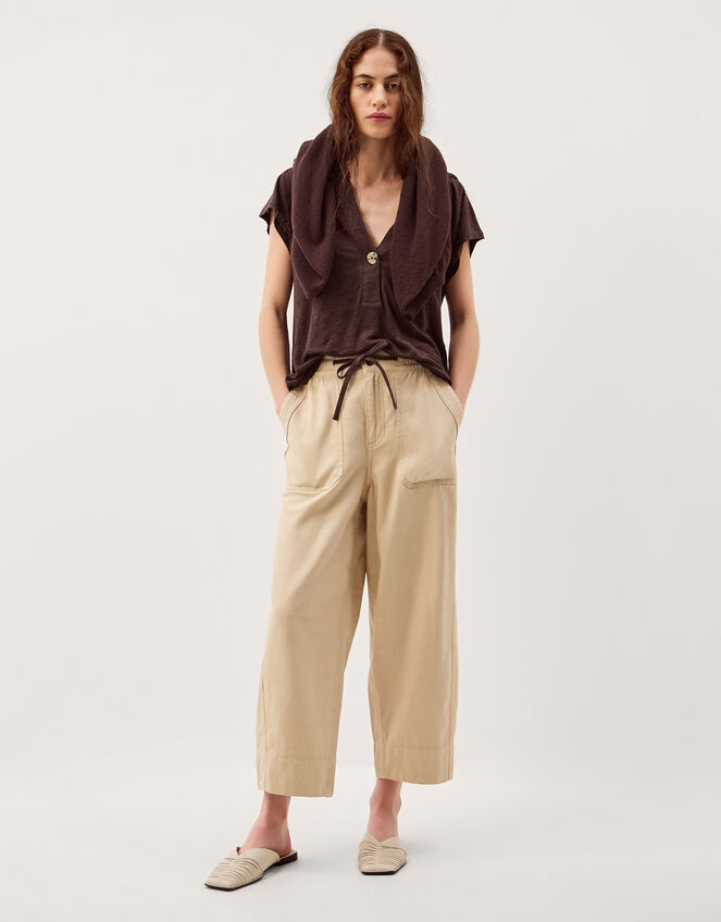 Lucy Linen T-Shirt, Brown (CHOCOLATE), large