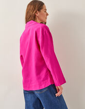 Tulip Linen Blend Collar Top, Pink (PINK), large