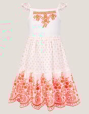 Broderie Tiered Cotton Sundress, White (WHITE), large