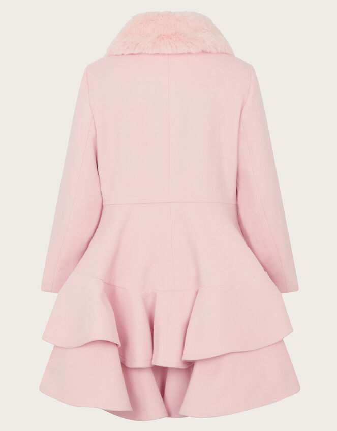 Asher Faux Fur Collar Skirt Coat, Pink (PINK), large