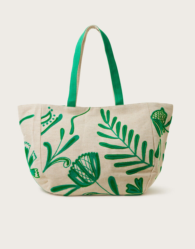 Embroidered Beach Bag, Green (GREEN), large