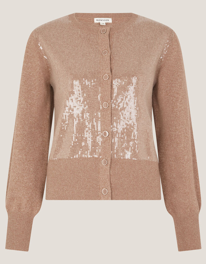 Simmi Sequin Cardigan, Natural (NATURAL), large