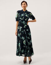 Lilwen Floral Midi Tea Dress, Blue (NAVY), large