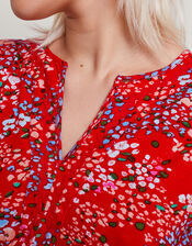 Micola Print Tiered Dress, Red (RED), large