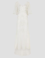 Cali Embellished Cape Sleeve Wedding Dress, Ivory (IVORY), large