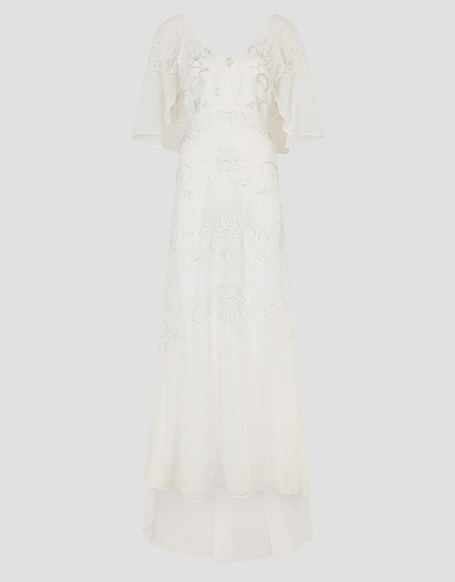 Cali Embellished Cape Sleeve Wedding Dress, Ivory (IVORY), large