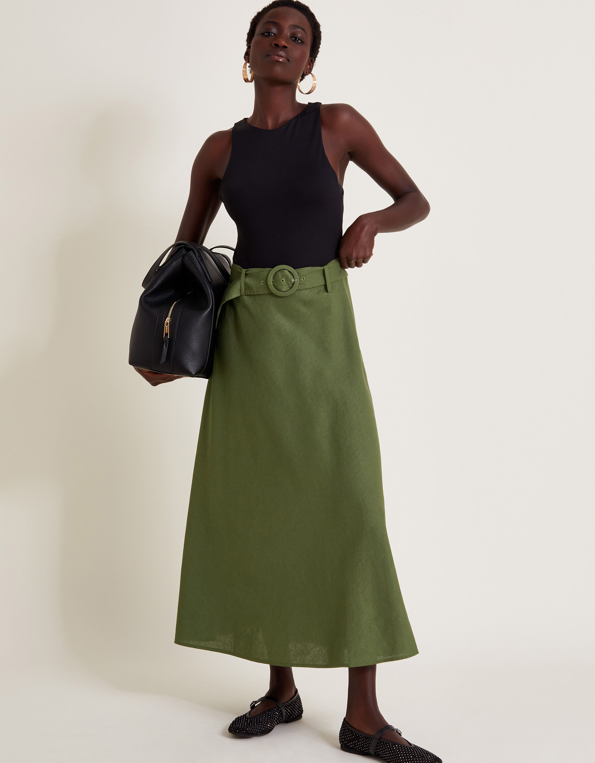 Belted midi skirt 2025