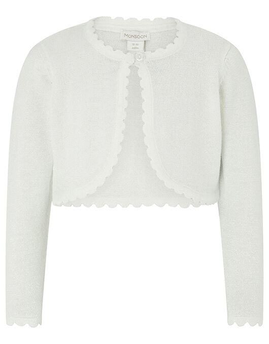 Baby Niamh Cropped Sparkle Knitted Cardigan Ivory Baby Girl