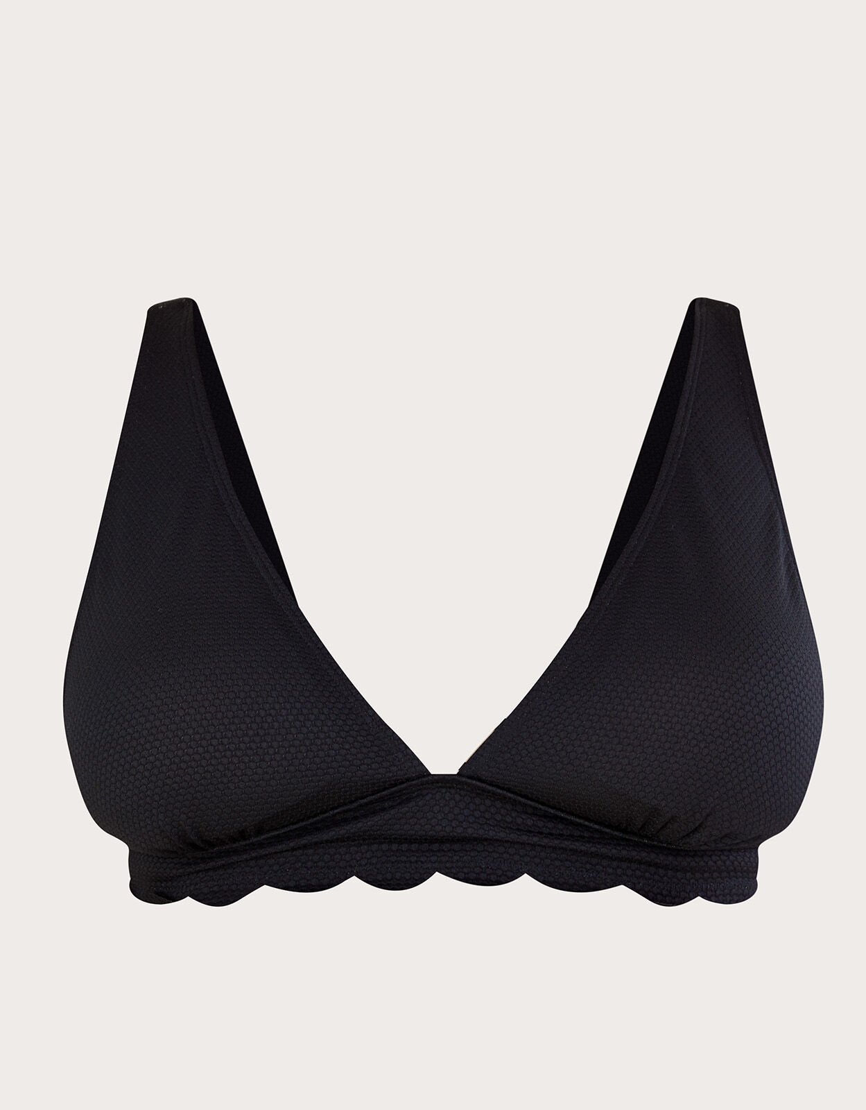 Black scalloped 2025 bikini top