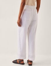 Jolie Regular Linen Wide Leg Trousers, White (WHITE), large