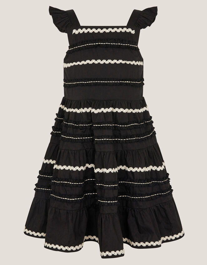 Frilly Ric Rac Sundress, Black (BLACK), large