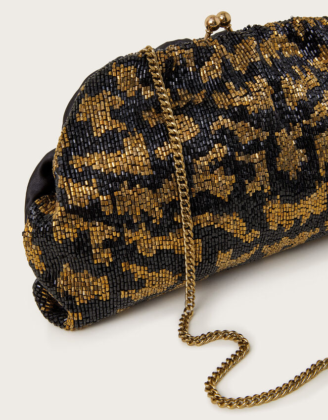 Alice Beaded Leopard Print Clutch, , large