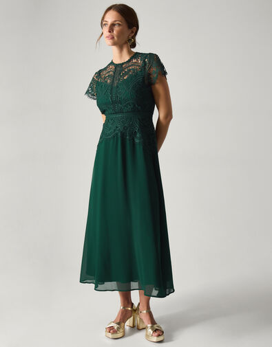 Monica Lace Midi Bridesmaid Dress, Green (GREEN), large