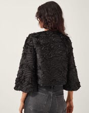 Tia Tie-Front Textured Jersey Jacket, Black (BLACK), large