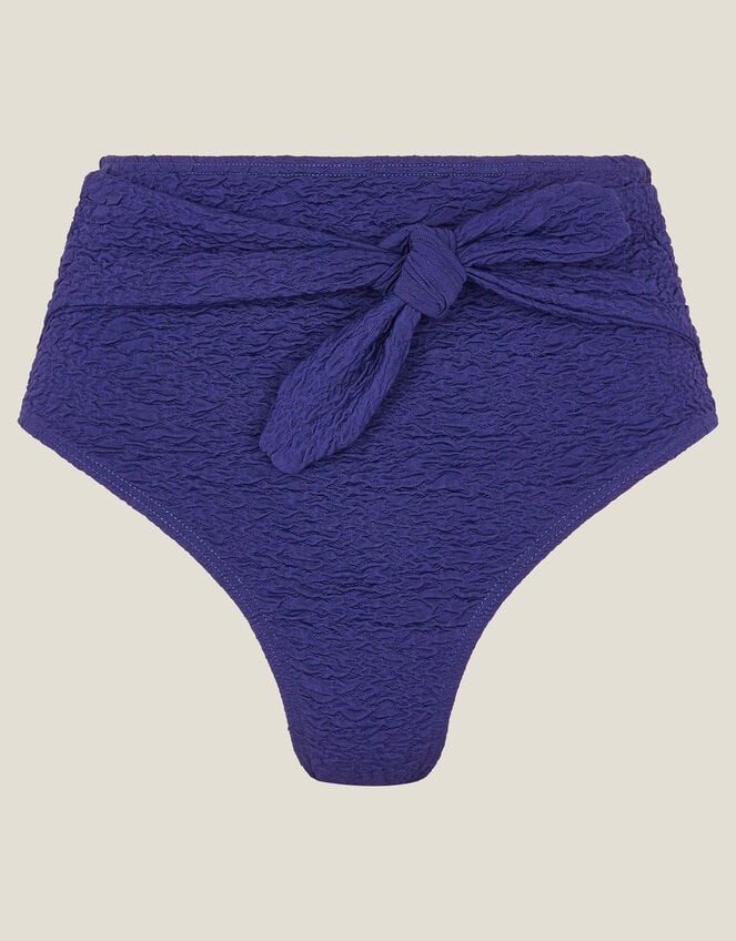 Kyla Tie Front High Waisted Bikini Bottom, Blue (NAVY), large