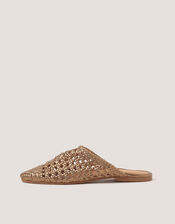 Bella Braided Leather Slipper Sandals, Gold (GOLD), large