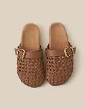 Freya Woven Leather Mules, Natural (NEUTRAL), large