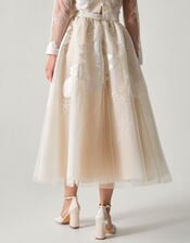 Rhea Floral Embroidered Mesh Wedding Skirt, Ivory (IVORY), large