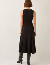 Polly Ponte Midi Dress, Black (BLACK), large