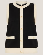 Sala Two Tone Knit Vest, Black (BLACK), large