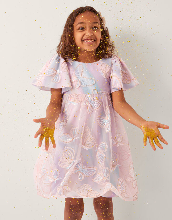 Butterfly Appliqué Swing Dress, Multi (MULTI), large