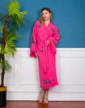 Meraki Beach Wild Leopard Kimono Robe, Pink (PINK), large