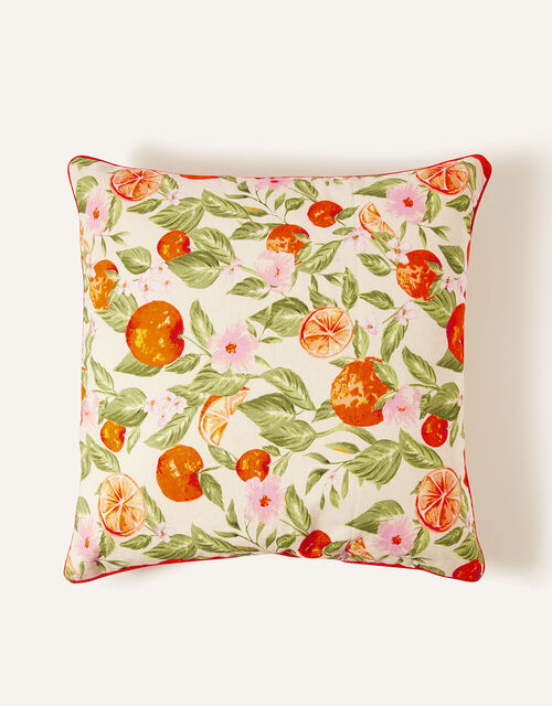Fruit Print Square Cushion in Recycled Cotton, , large