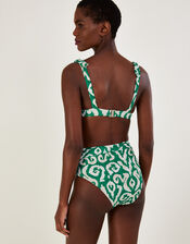 Ikat Print Bikini Top with Recycled Polyester, Green (GREEN), large