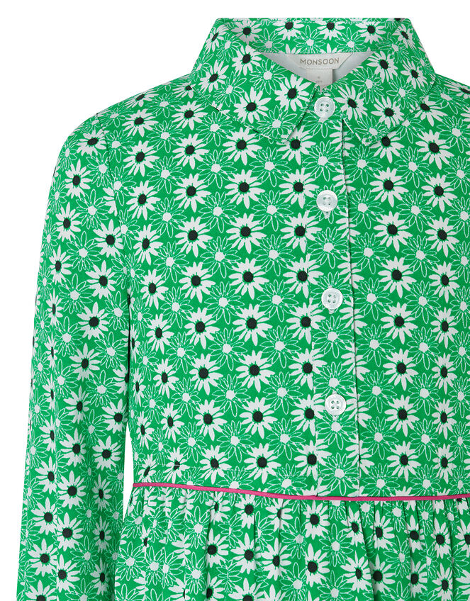 Dido Floral Shirt Dress in Recycled Polyester, Green (GREEN), large