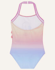 Flamingo on Ombre Stripe Swimsuit , Pink (PINK), large