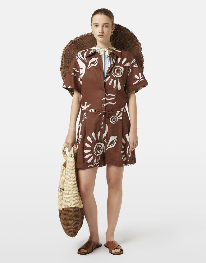 Scotch & Soda Sun Print Playsuit, Brown (BROWN), large
